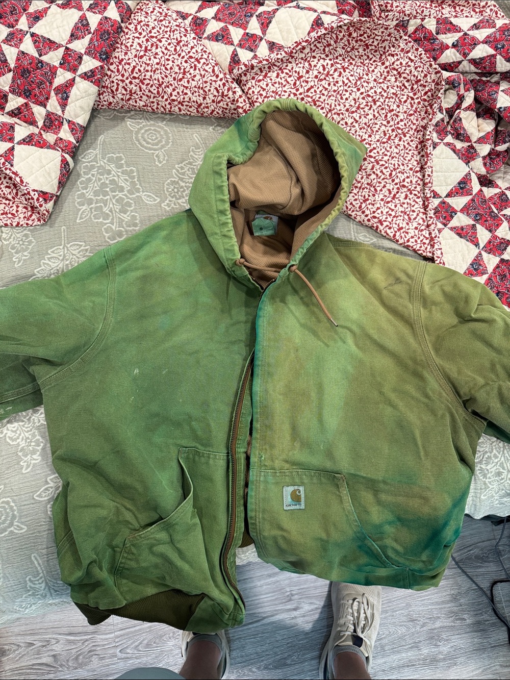 Carhartt Kids Olive Green Hooded Puffer Jacket